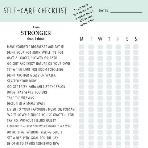 Weekly Self-Care Checklist Printable - ShartrueseWeekly Meal Planner Digital