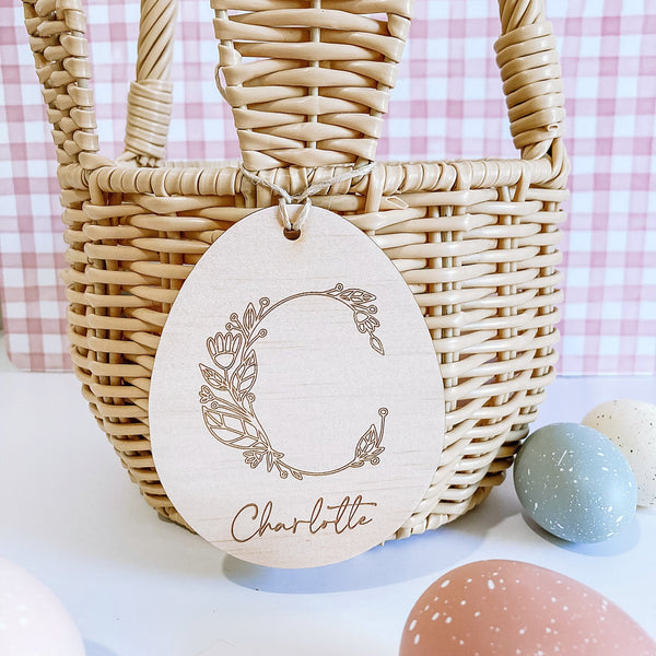 Floral Letter Easter Basket Tag - ShartrueseEaster Keepsake