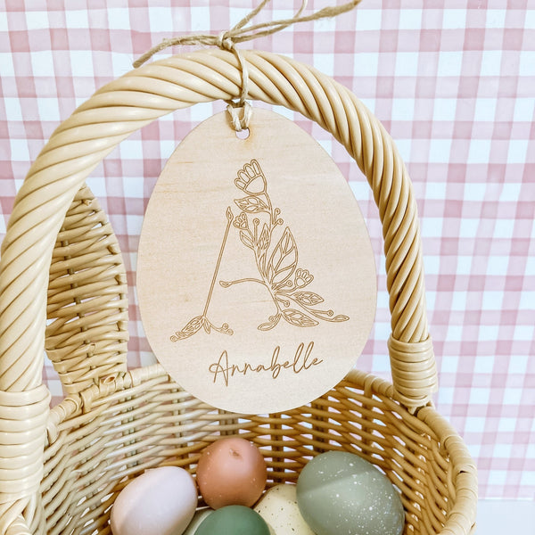 Floral Letter Easter Basket Tag - ShartrueseEaster Keepsake
