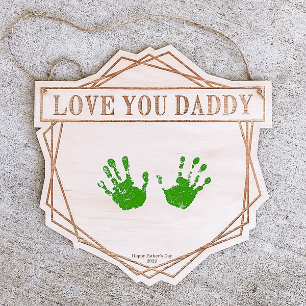 Geometric Handprint/Drawing Plaque - Shartruese