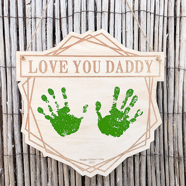 Geometric Handprint/Drawing Plaque - Shartruese