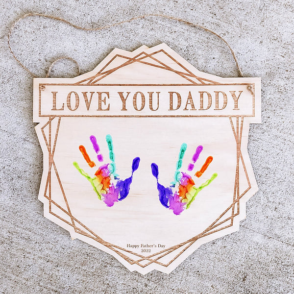 Geometric Handprint/Drawing Plaque - Shartruese