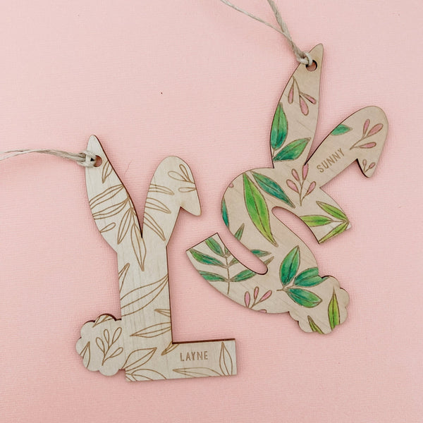 Leafy Bunny Tags - ShartrueseNursery Decor