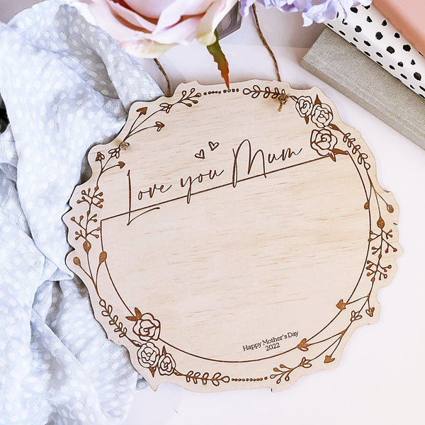 Wreathed Handprint/Drawing Plaque - Shartruese