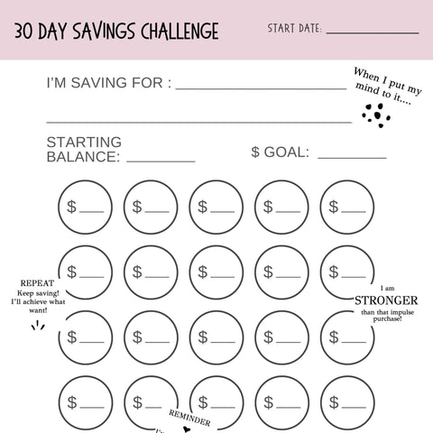 30 Day Savings Challenge Instant Download - ShartrueseWeekly Meal Planner Digital