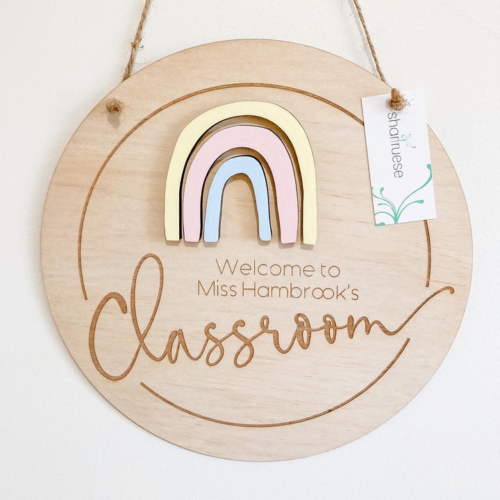 3D Rainbow Teacher Classroom Plaque - ShartrueseTeacher Gift