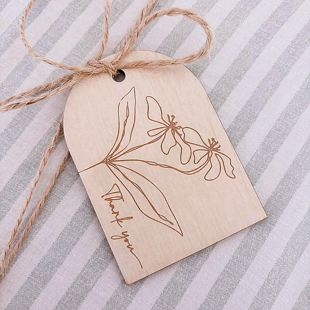 Botanical Wooden Thank You Gift Tags | Set of 6