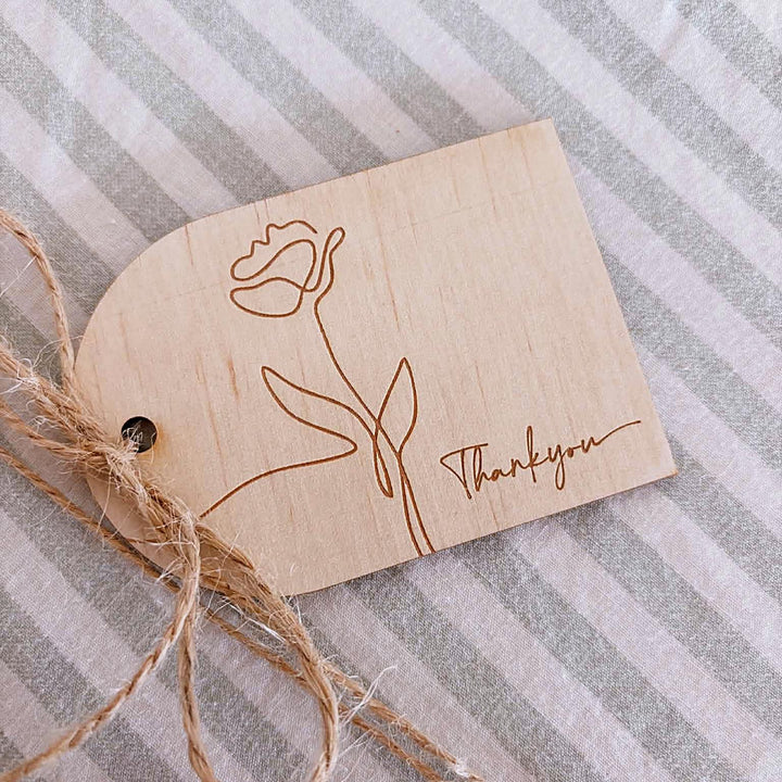 Botanical Wooden Thank You Gift Tags | Set of 6