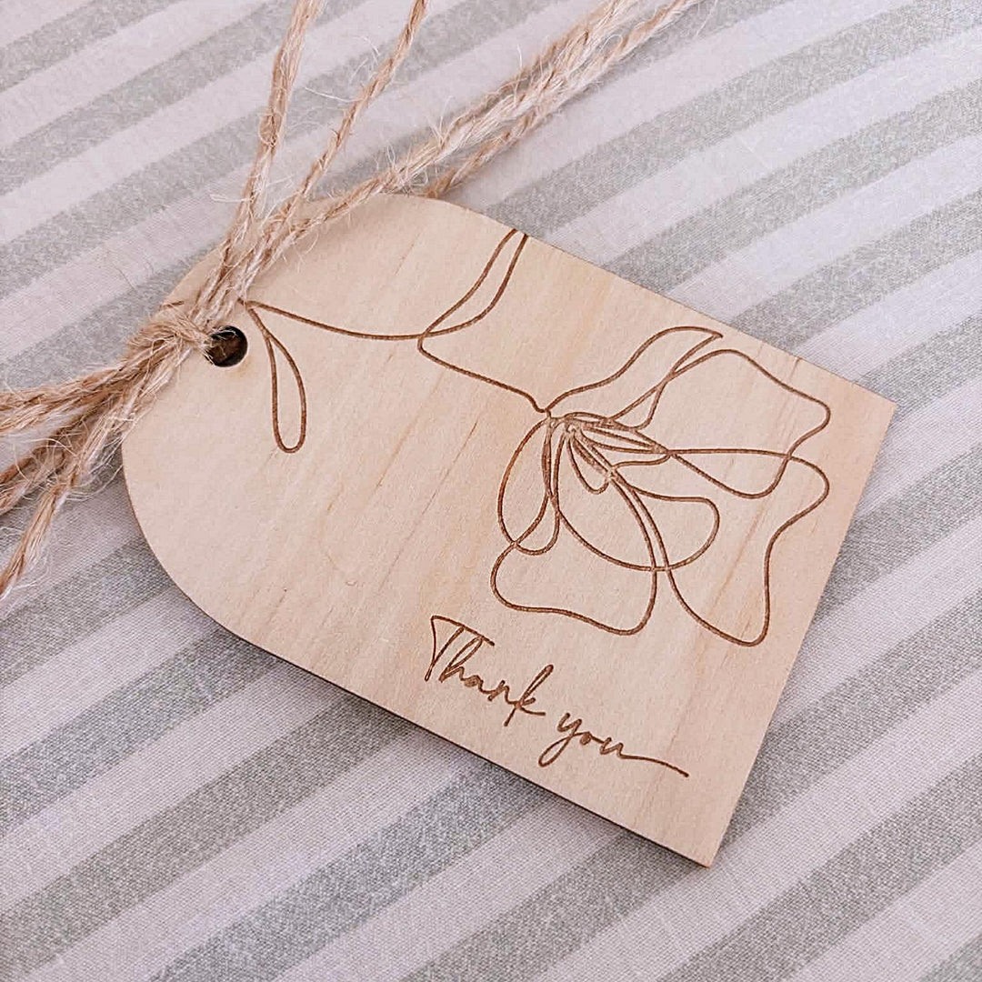 Botanical Wooden Thank You Gift Tags | Set of 6