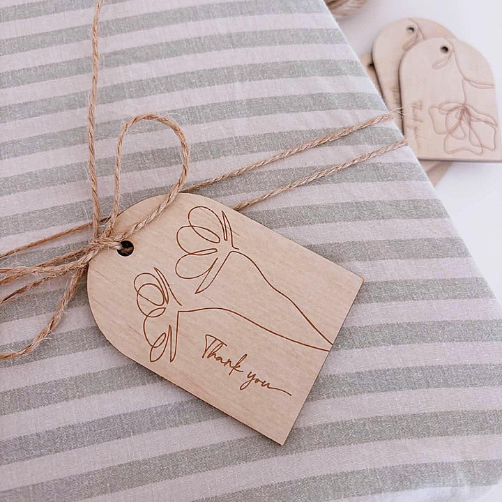 Botanical Wooden Thank You Gift Tags | Set of 6
