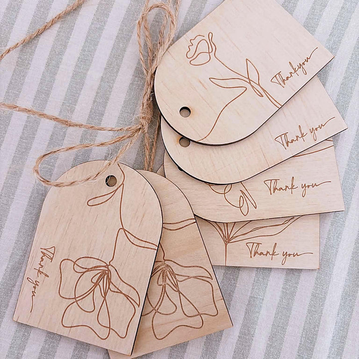 Botanical Wooden Thank You Gift Tags | Set of 6