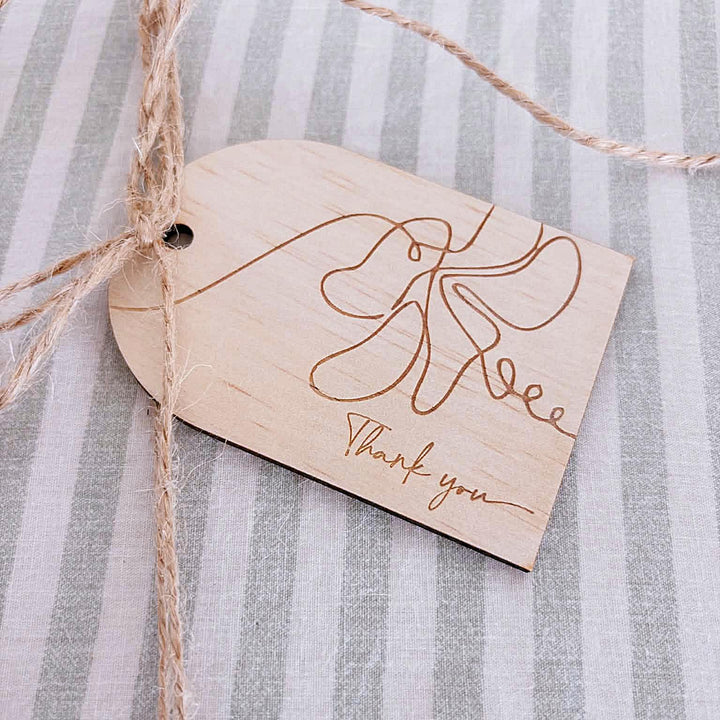 Botanical Wooden Thank You Gift Tags | Set of 6