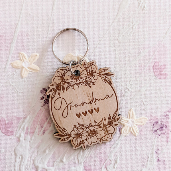 Floral Personalised Key Chains - Mother's Day