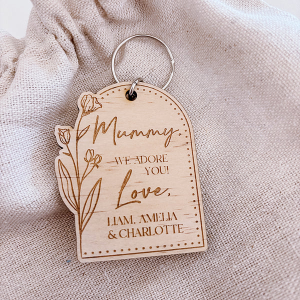 Arch Floral Personalised Key Chains - Mother's Day