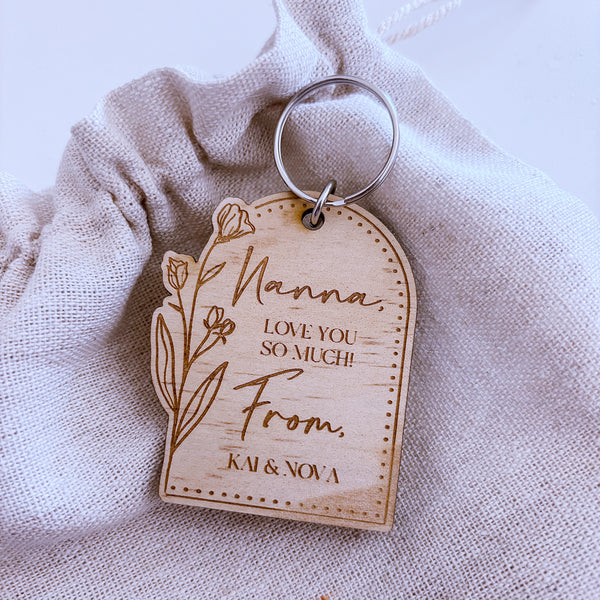 Arch Floral Personalised Key Chains - Mother's Day
