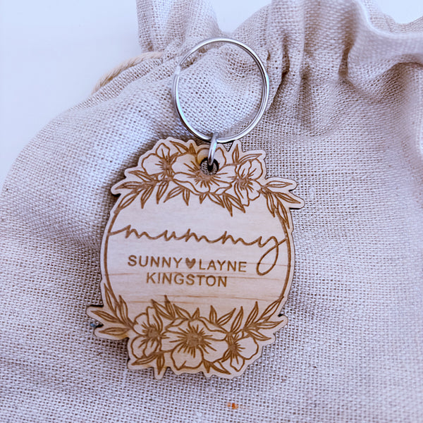 Floral Personalised Key Chains - Mother's Day