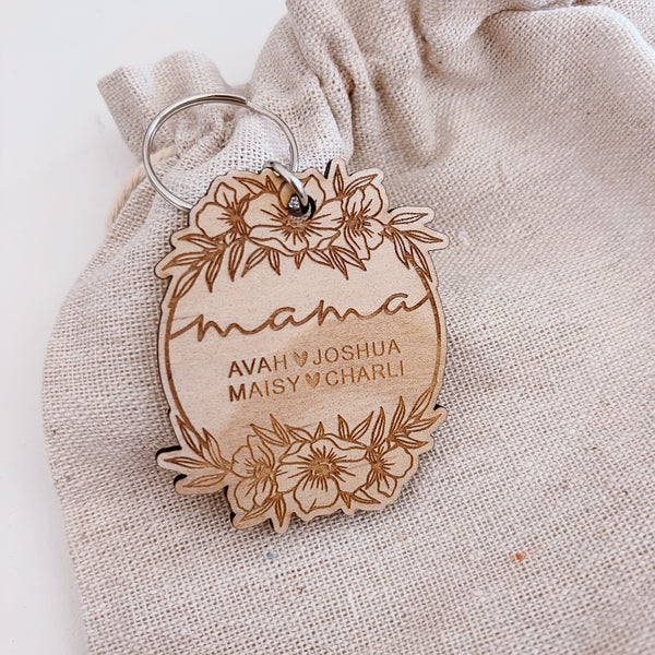 Floral Personalised Key Chains - Mother's Day