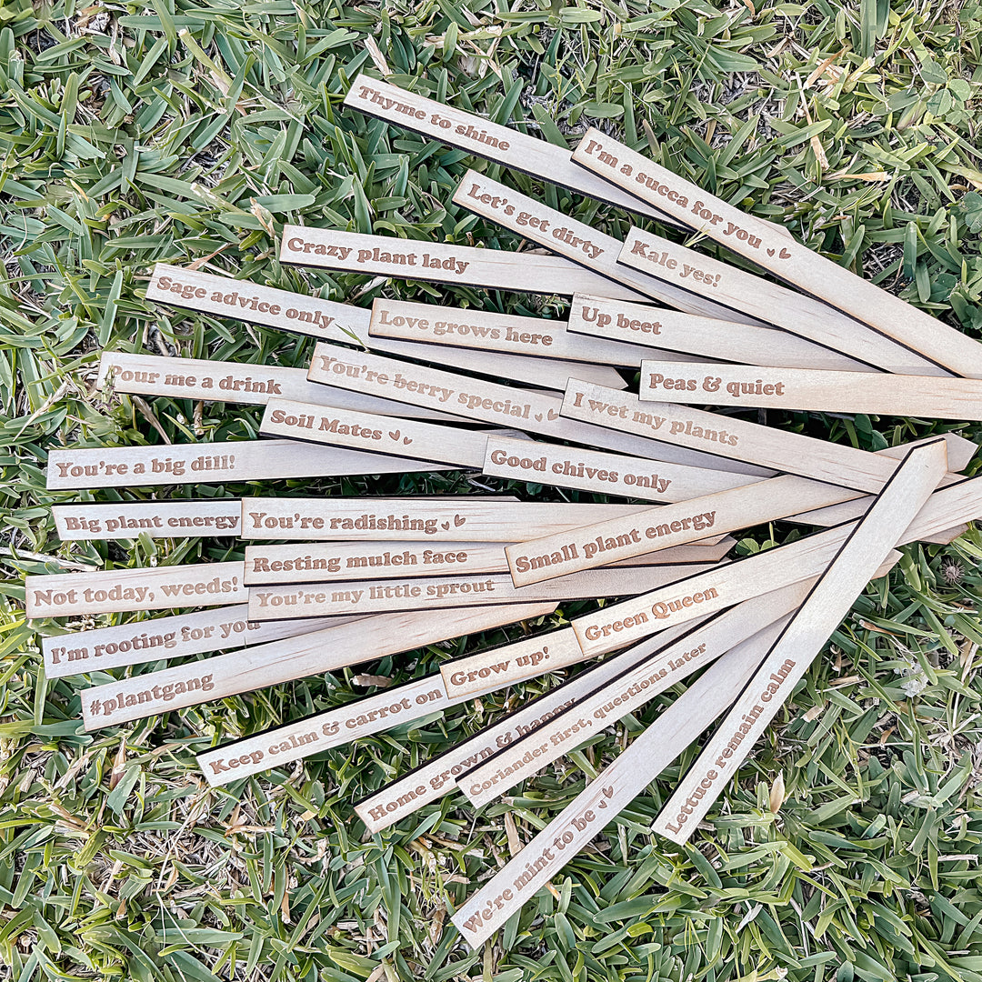 Wooden Garden Stakes Set of 30 - Humor for the Green Thumbs - Mother&