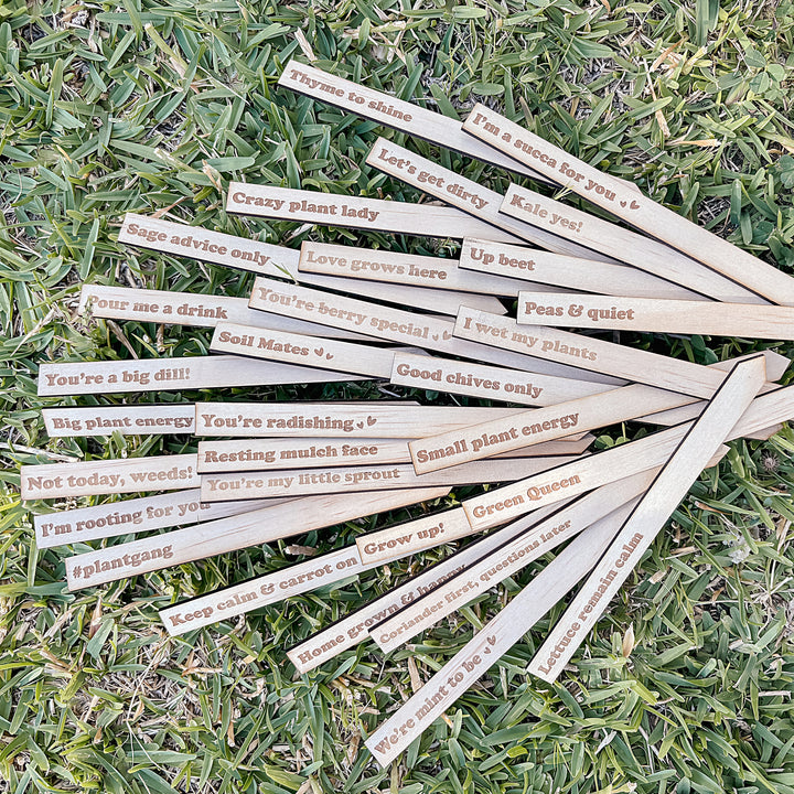 Wooden Garden Stakes Set of 30 - Humor for the Green Thumbs - Mother&