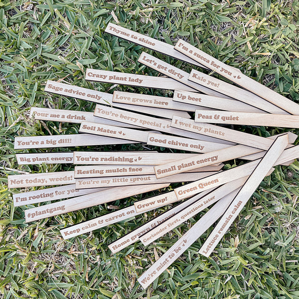 Wooden Garden Stakes Set of 30 - Humor for the Green Thumbs - Mother's Day