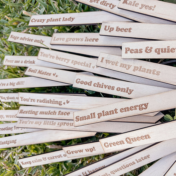 Wooden Garden Stakes Set of 30 - Humor for the Green Thumbs - Mother's Day