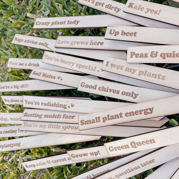 Wooden Garden Stakes Set of 30 - Humor for the Green Thumbs - Mother's Day