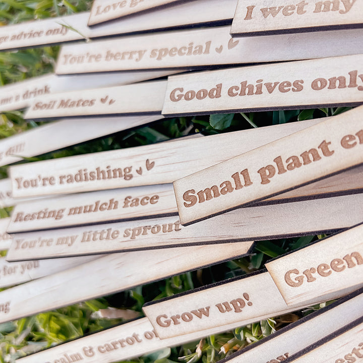 Wooden Garden Stakes Set of 30 - Humor for the Green Thumbs - Mother&