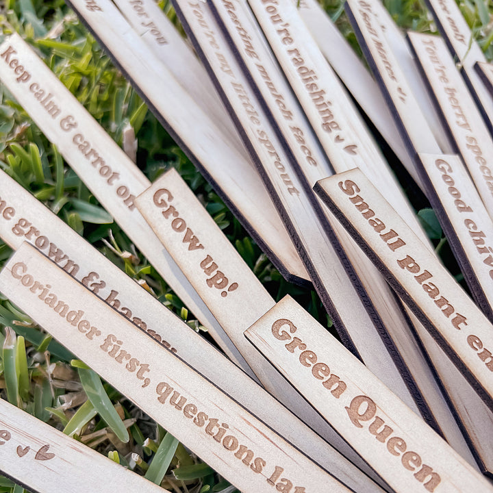 Wooden Garden Stakes Set of 30 - Humor for the Green Thumbs - Mother&