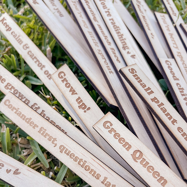 Wooden Garden Stakes Set of 30 - Humor for the Green Thumbs - Mother's Day