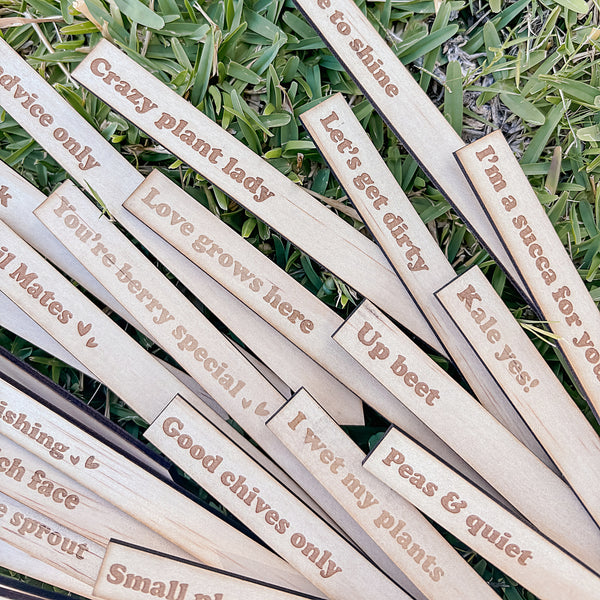Wooden Garden Stakes Set of 30 - Humor for the Green Thumbs - Mother's Day