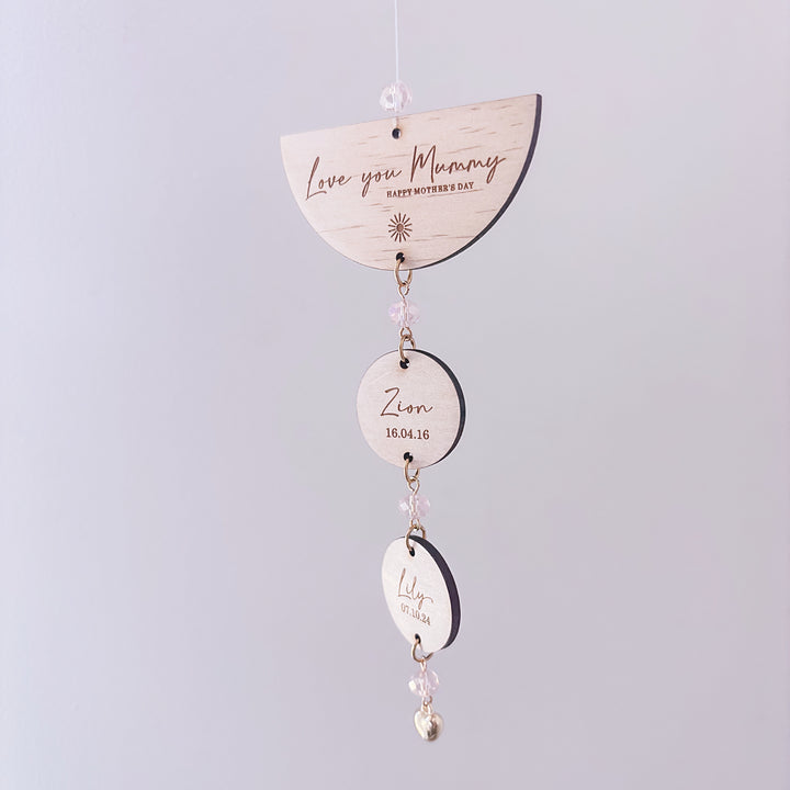 Love You Name Drop Personalised Suncatcher - Glass Crystal Keepsake - Mother&