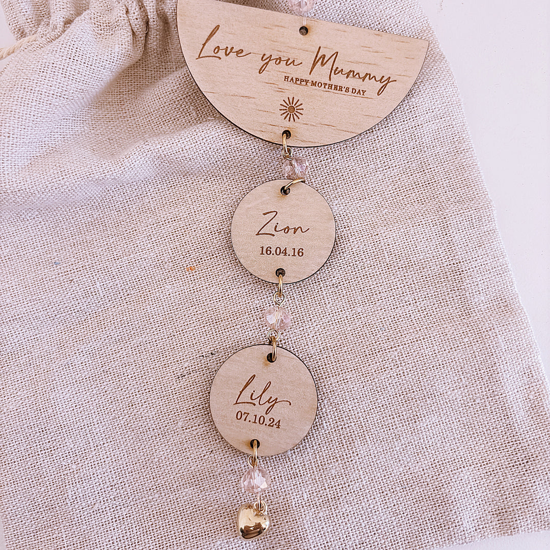 Love You Name Drop Personalised Suncatcher - Glass Crystal Keepsake - Mother&