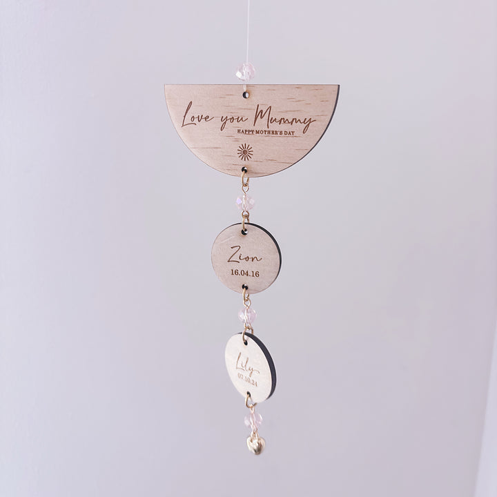 Love You Name Drop Personalised Suncatcher - Glass Crystal Keepsake - Mother&