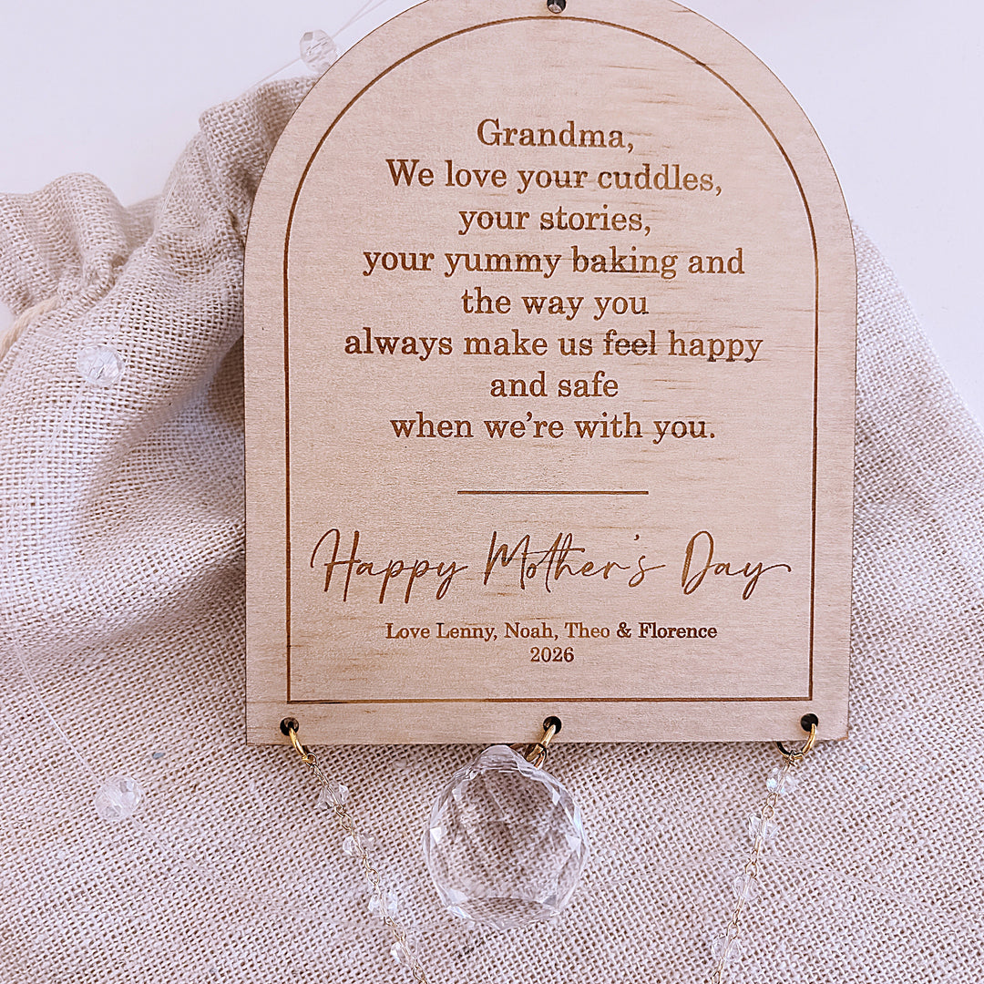 Personalised Arch Suncatcher - Glass Crystal Keepsake - Mother&