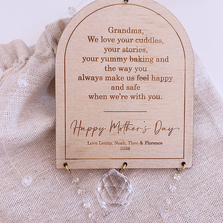 Personalised Arch Suncatcher - Glass Crystal Keepsake - Mother&