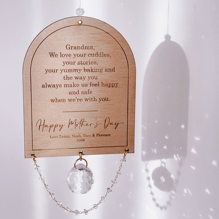 Personalised Arch Suncatcher - Glass Crystal Keepsake - Mother&