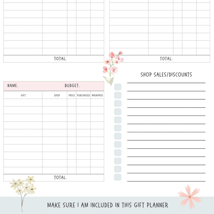 Christmas Gift Planner Bundle Instant Download - ShartrueseWeekly Meal Planner Digital