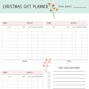 Christmas Gift Planner Bundle Instant Download - ShartrueseWeekly Meal Planner Digital