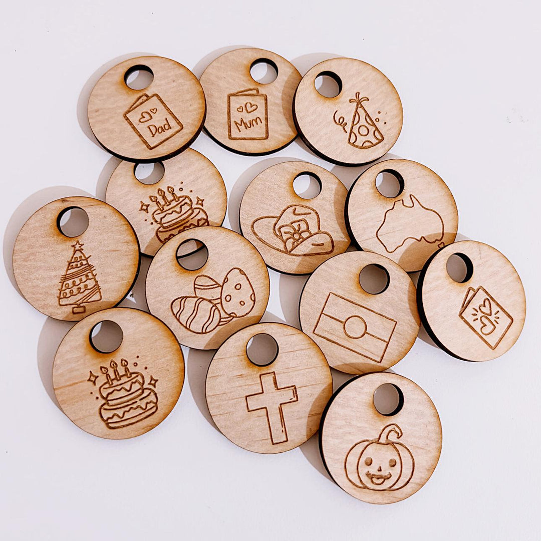 Montessori-inspired classroom calendar with wooden discs for days, months, seasons, weather incl. six Nyoongar seasons.