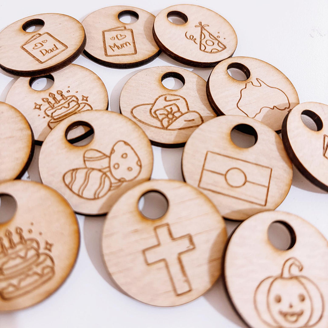 Montessori-inspired classroom calendar with wooden discs for days, months, seasons, weather incl. six Nyoongar seasons.