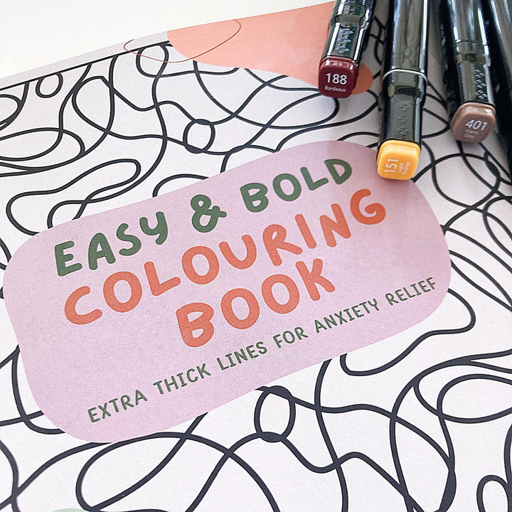 Easy &amp; Bold Colouring Book: Extra Thick Lines for Anxiety Relief - ShartrueseColouring Book