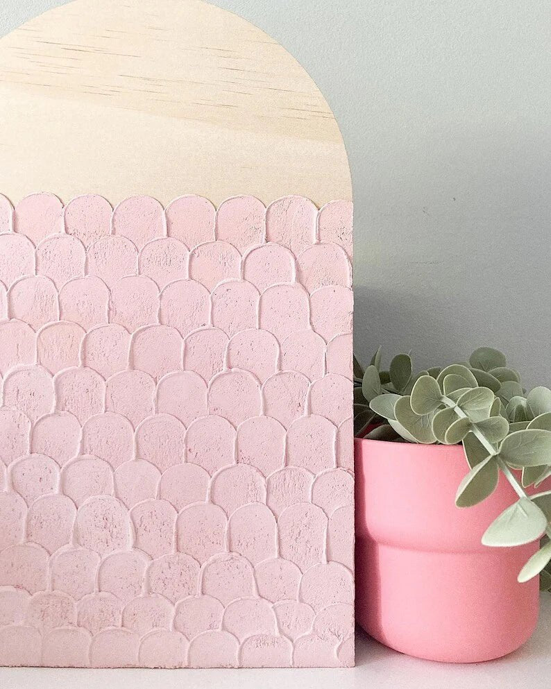 Fish Scale Arch Plaque - ShartrueseTextured Art