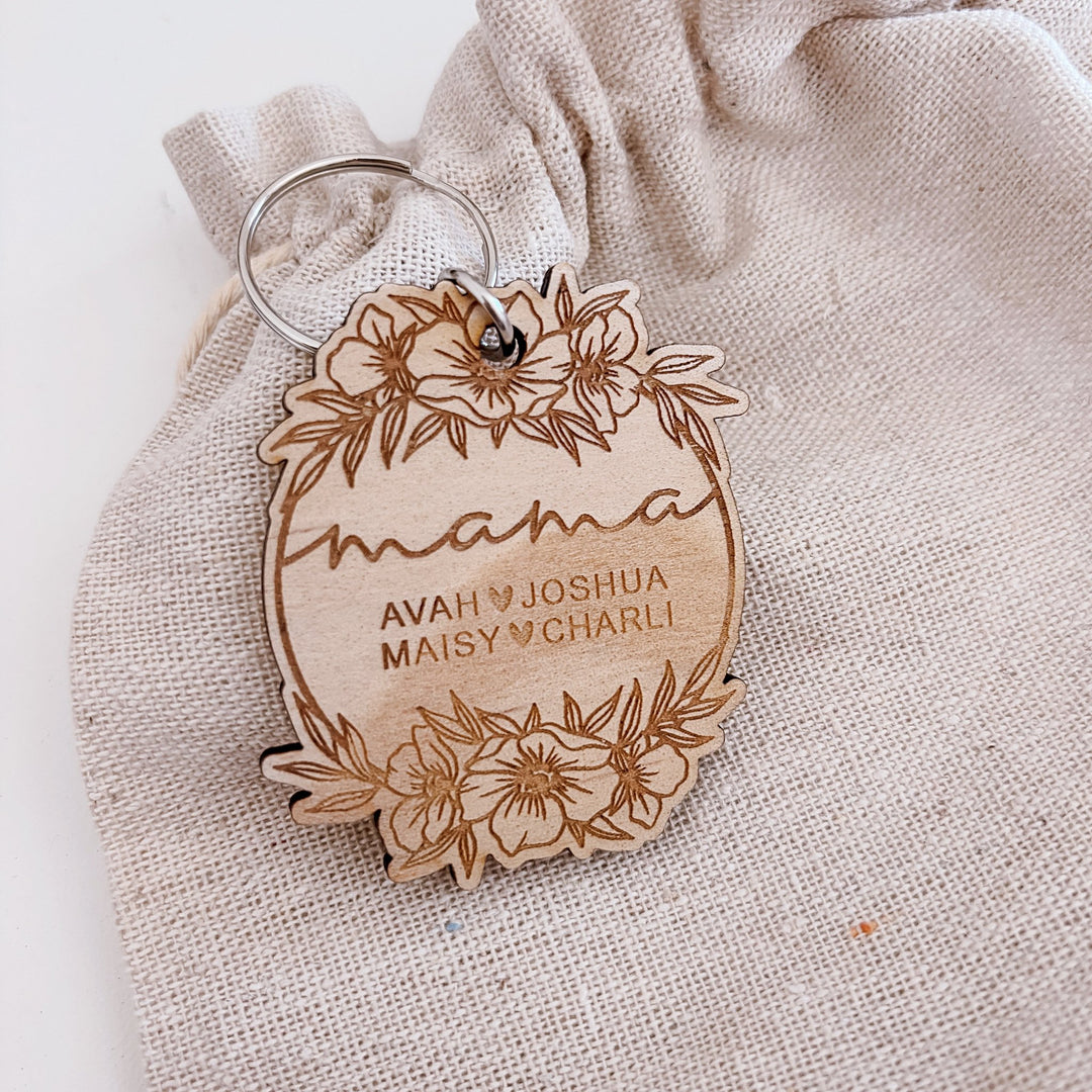 Floral Personalised Key Chains - Mother&