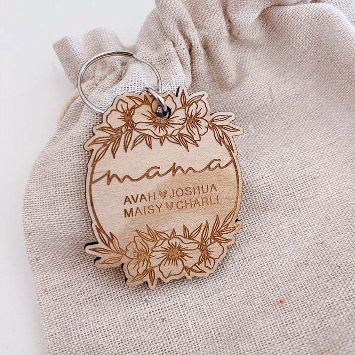 Floral Personalised Key Chains - Mother&