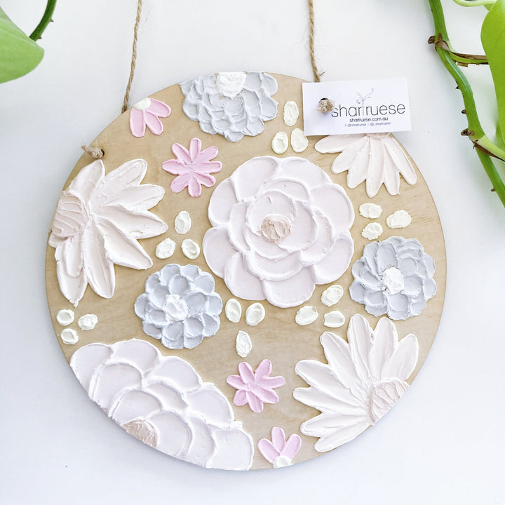 Floral Timber Plaque - ShartrueseTextured Art