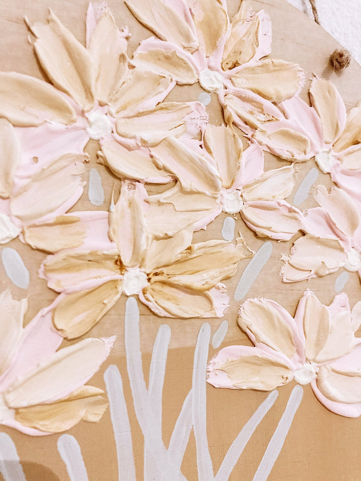 Floral Timber Plaque - ShartrueseTextured Art