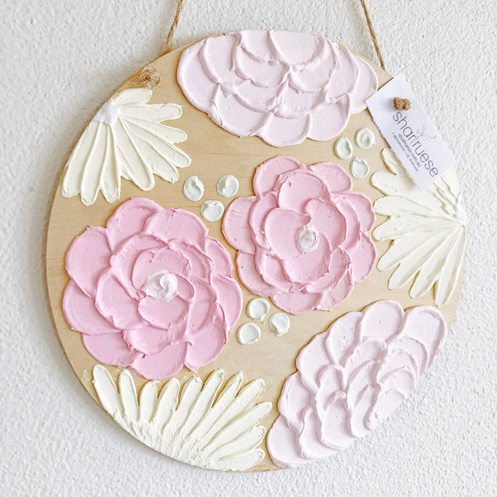 Floral Timber Plaque - ShartrueseTextured Art