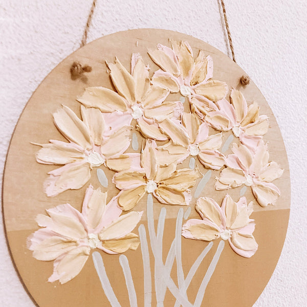 Floral Timber Plaque - ShartrueseTextured Art