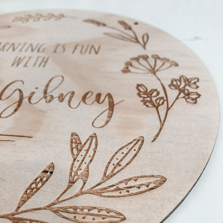 Floral Wreath Teacher Plaque - ShartrueseTeacher Plaque