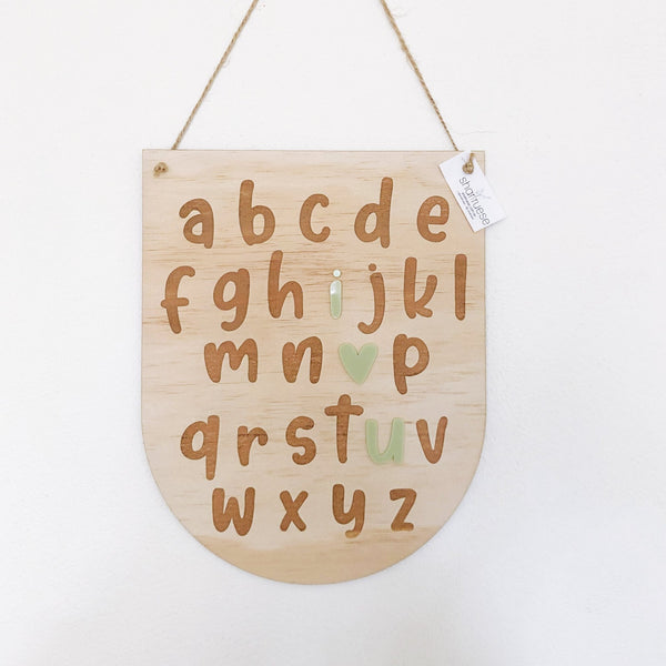 Groovy Alphabet Board - ShartrueseParty decor; Happy Birthday; Wall Decor; Wall Plaque; Nursery Decor, Kids Room, Wooden Decor